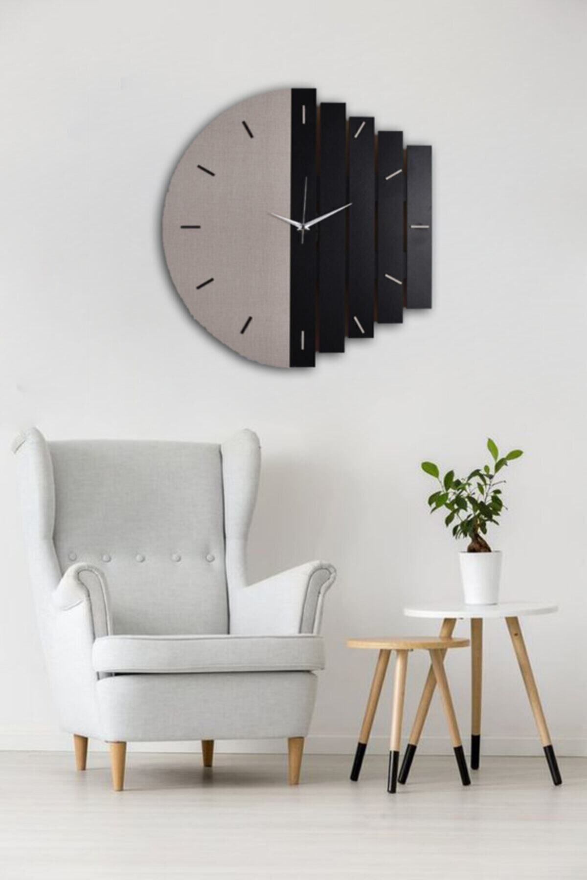 İnfigo Concept Decorative Wooden Black Vizon Wall Clock 43 Cm - Rhythm 3