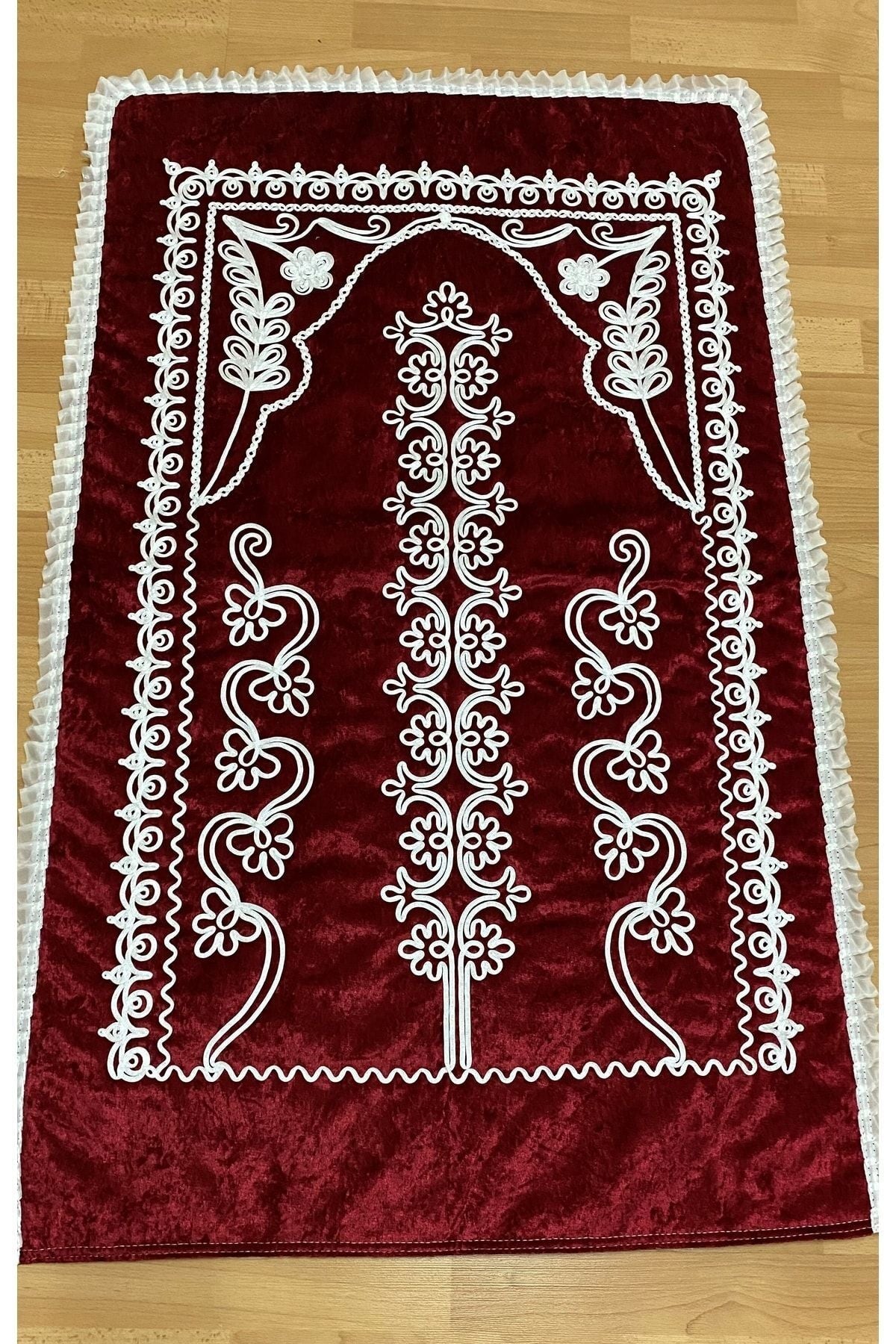 AYHANHOME Red Velvet Bridal Prayer Rug Set 2