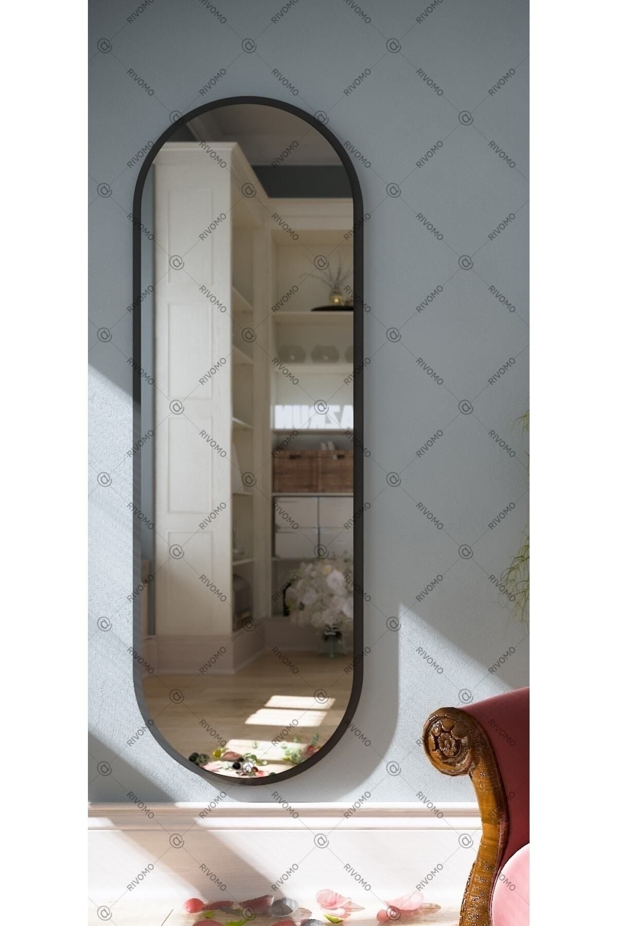 Rivomo Black Oval Decorative Full-Length Mirror 150x50 1