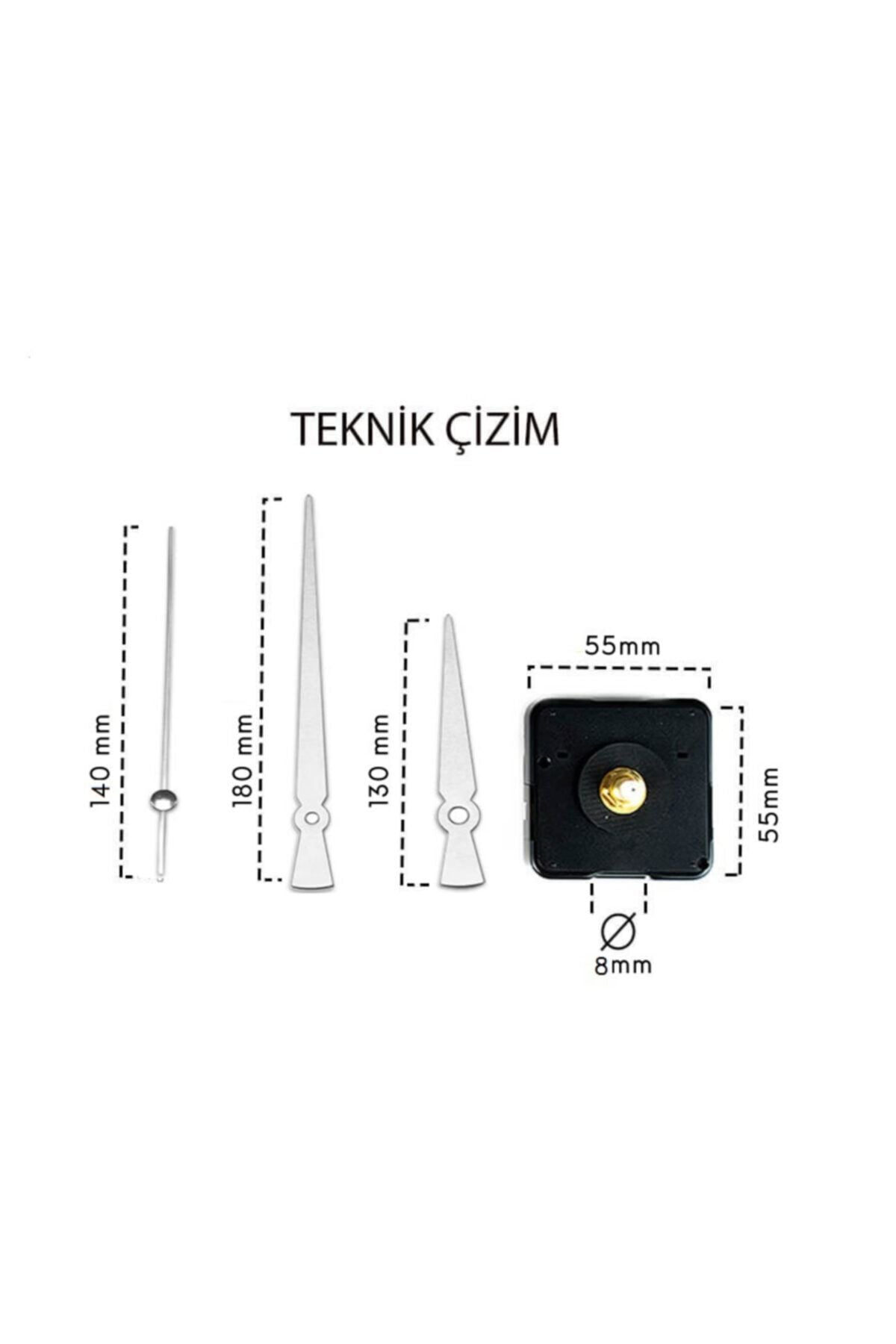 GİZEM SHOP Clock Mechanism 1st Class Silent Clock Mechanism with Hanger Compatible with 3D Clocks Silver 2