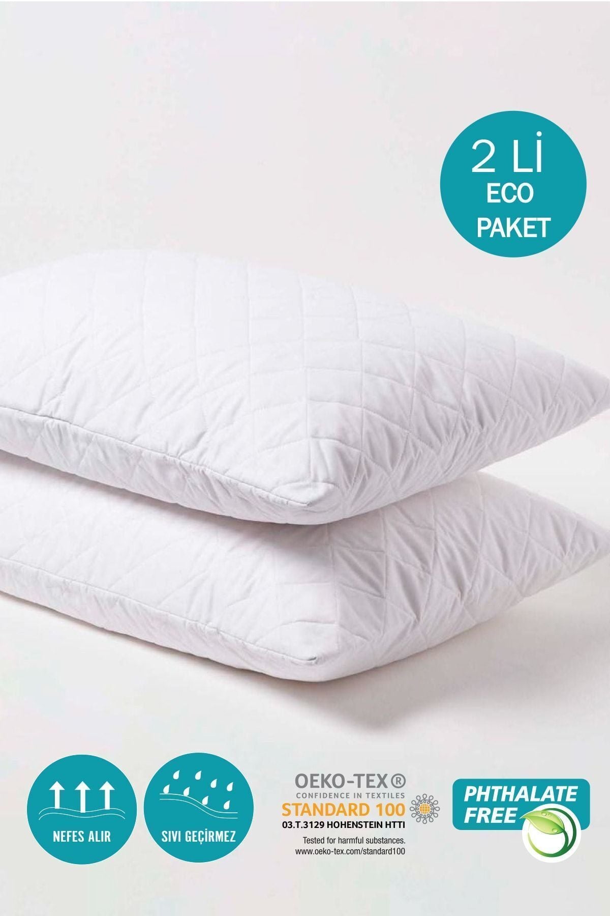 CARETEX Quilted Waterproof Pillow Protector 2-Pack 2