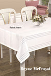 Cardea Cream Linen Woven Stain-Resistant Tablecloth 1