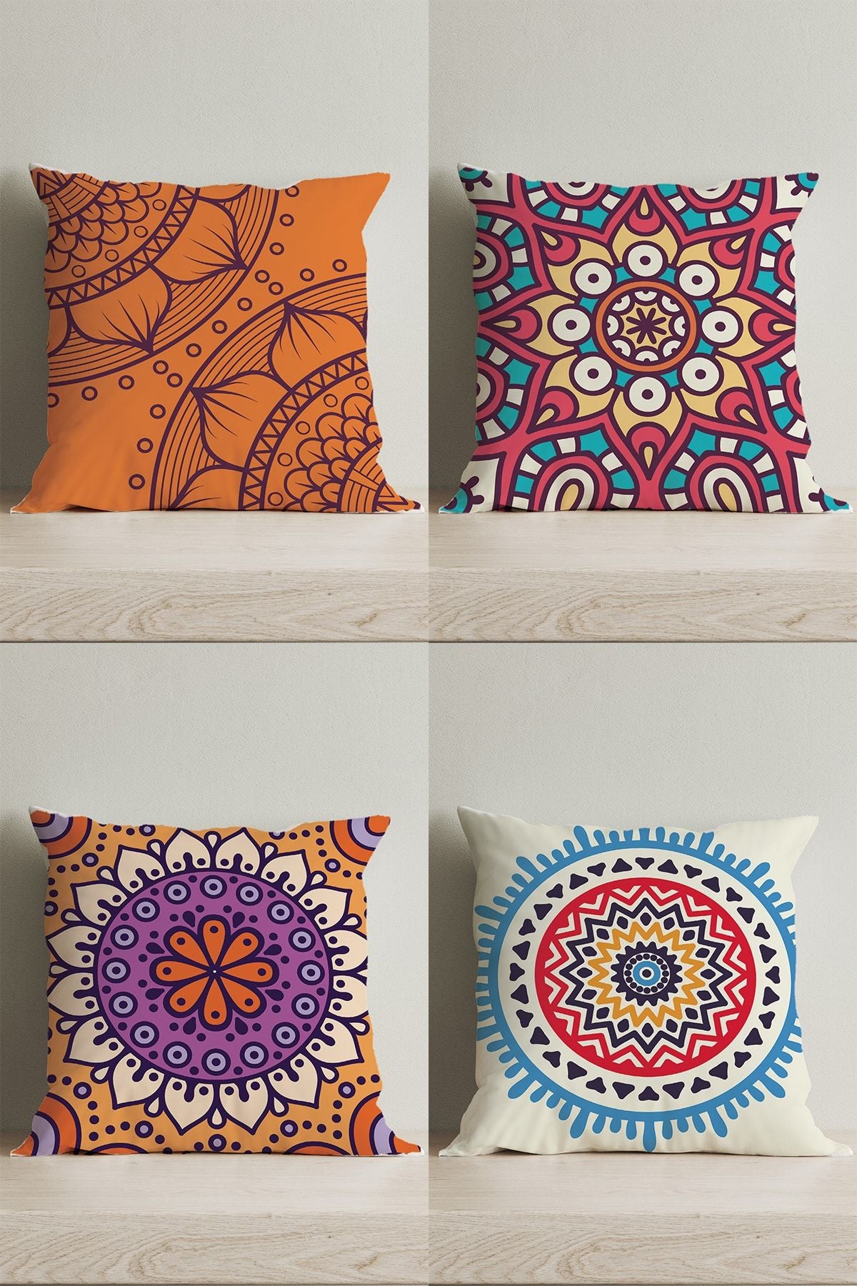 LadiesHome Special Design Double-Sided Digital Printed Set of 4 Decorative Pillow Covers 1