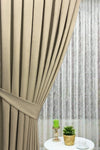 İ.D İpek Dokuma Beige Pleated Velvety Drape High Quality Single Panel 2