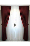 İ.D İpek Dokuma Burgundy Pleated Velvet-Like Curtain High Quality Single Panel 1