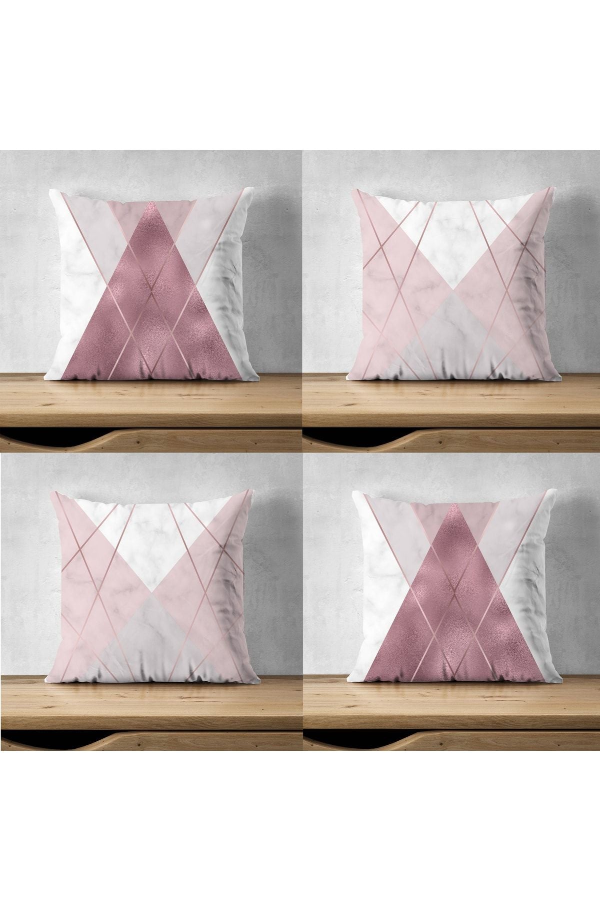 LadiesHome White Marble Pattern Special Design Double-Sided Digital Printed Set of 4 Decorative Pillow Covers 2