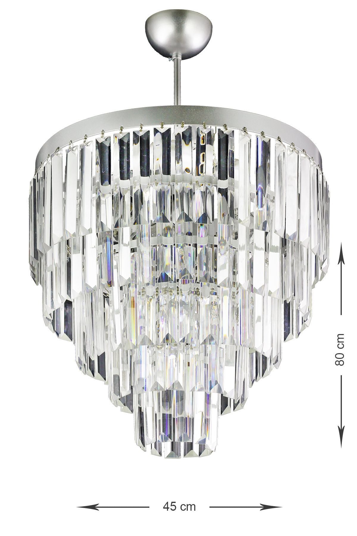 Avizemoda Linsa 45 Cm Crystal Glass Luxury Chandelier - (Silver Gilding) 2