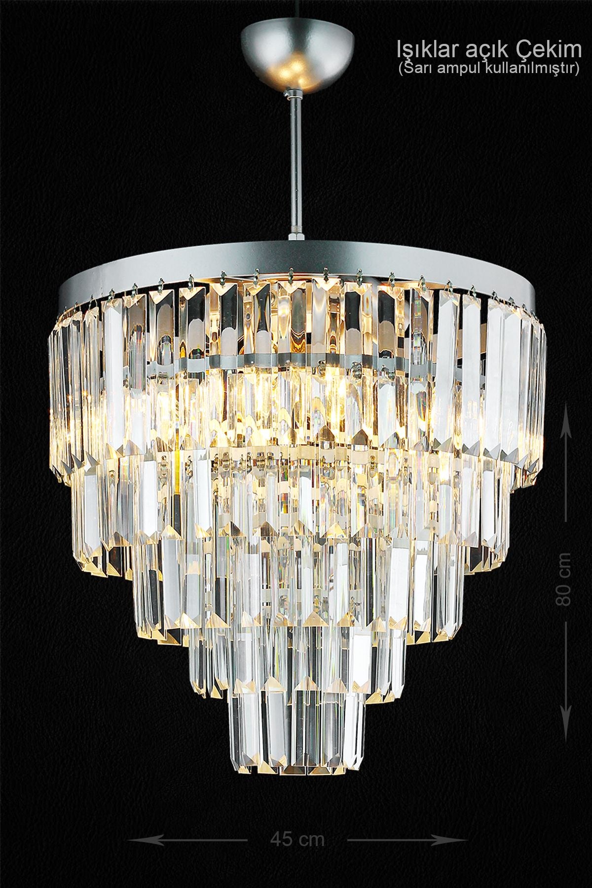 Avizemoda Linsa 45 Cm Crystal Glass Luxury Chandelier - (Silver Gilding) 4