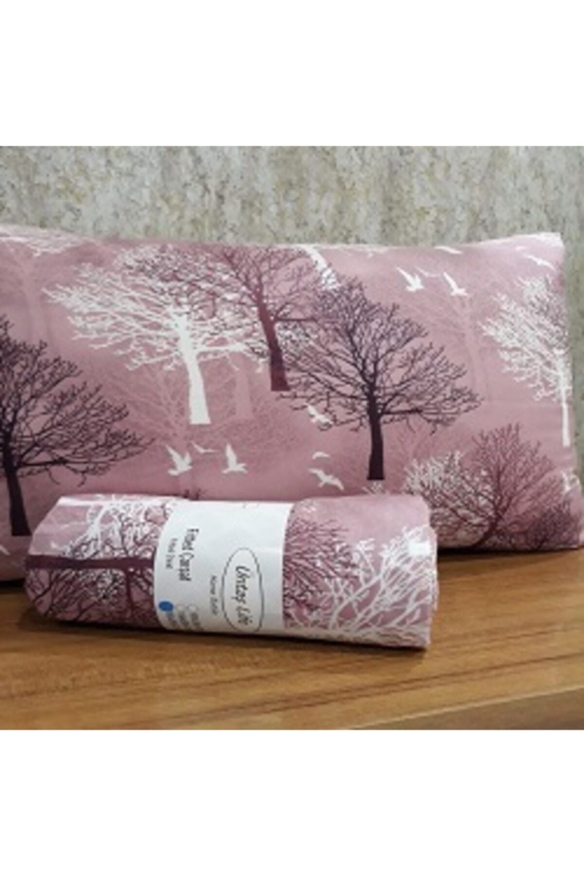 Üntaş Life Pink Tree Double Fitted Sheet + 2 Pillowcases 1