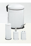 Foreca Vintage 4-Piece Trash Bin Bathroom Set Striped White 1