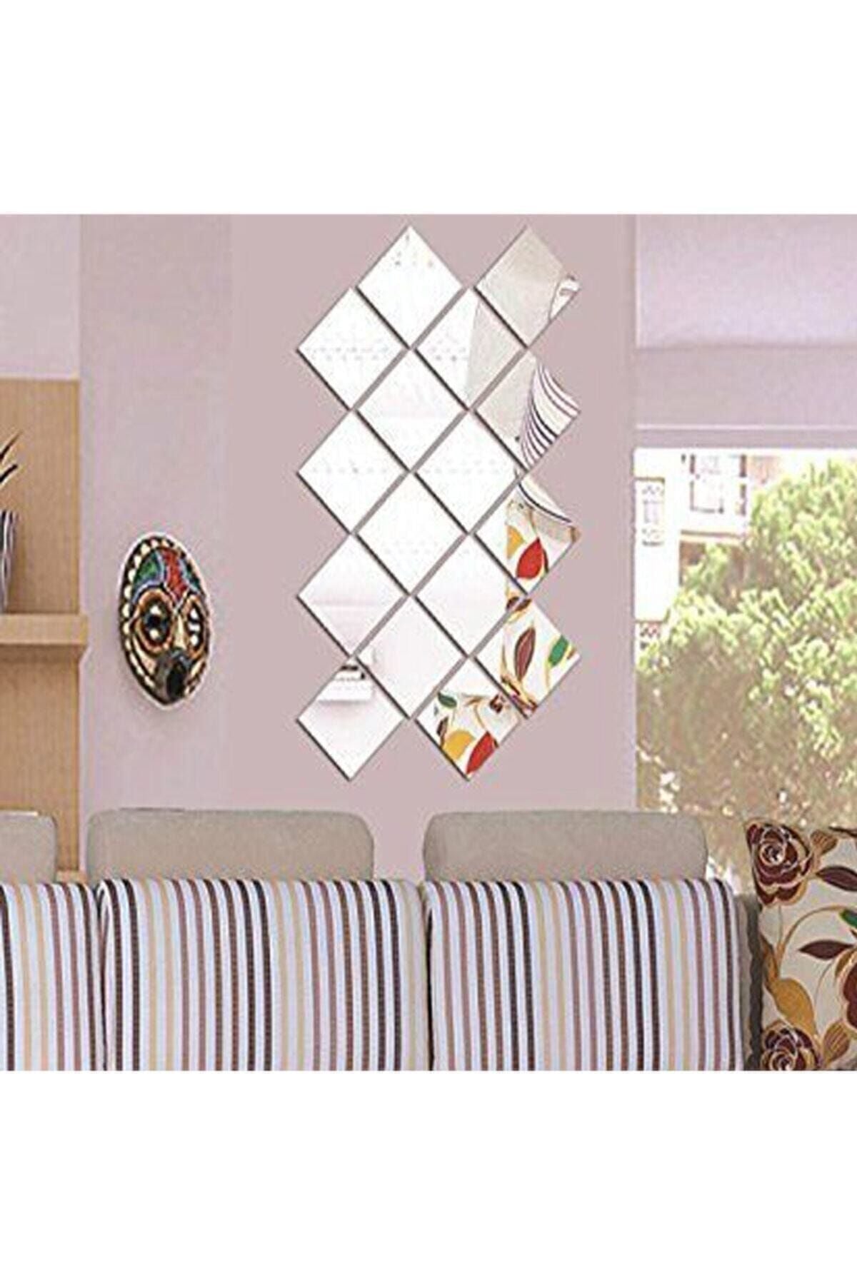 HTS TASARIM Decorative Square Silver Plexiglass Mirror 15x15cm Set of 10 4