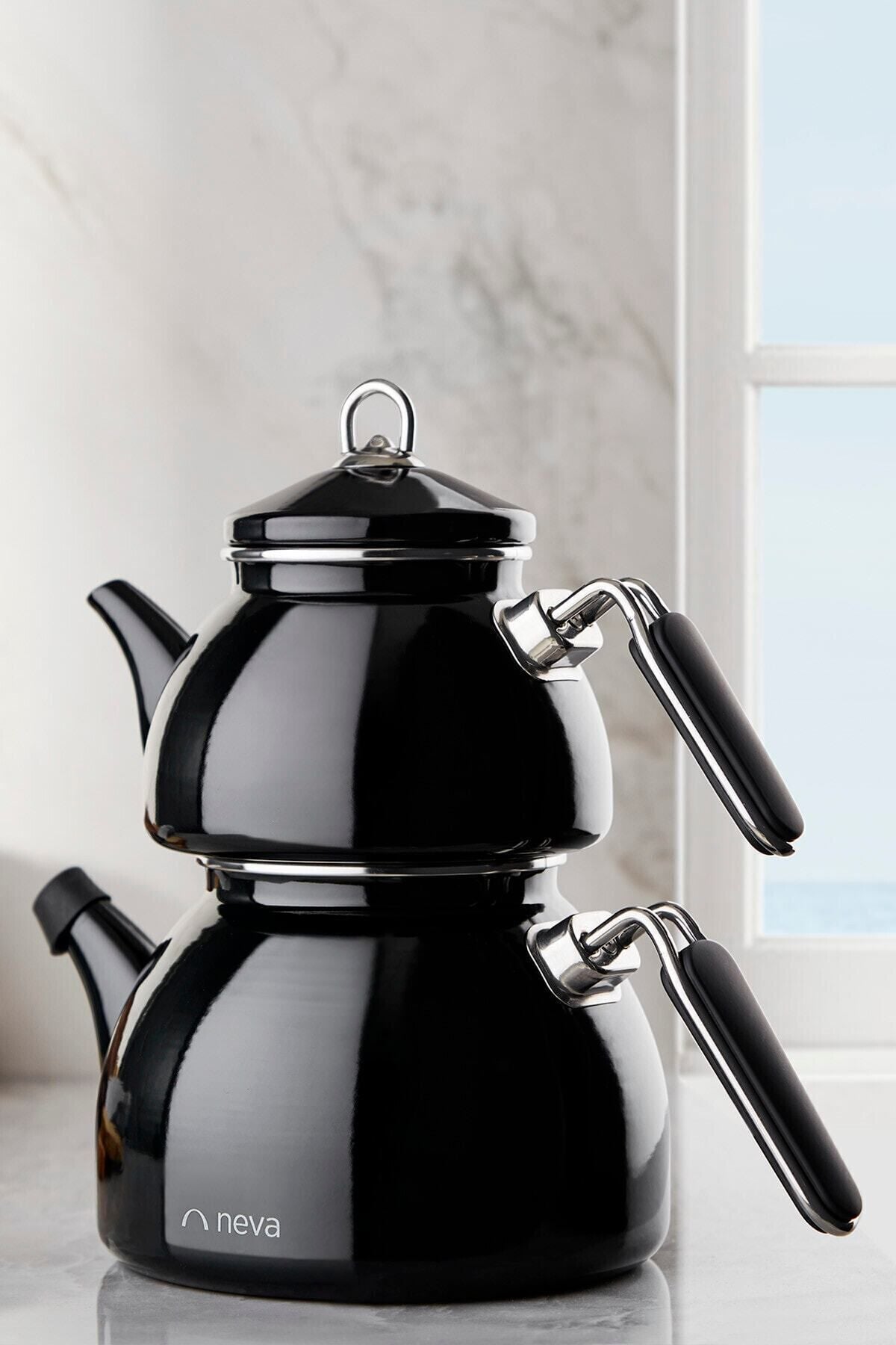 Neva Nv10020 Black Enamel Non-Burning Handle Large Teapot Set 1