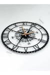 Metalium Concept Decorative Roman Numeral Silent Black Metal Wall Clock Compass Themed 60x60cm 3