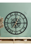 Metalium Concept Decorative Roman Numeral Silent Black Metal Wall Clock Compass Themed 60x60cm 7