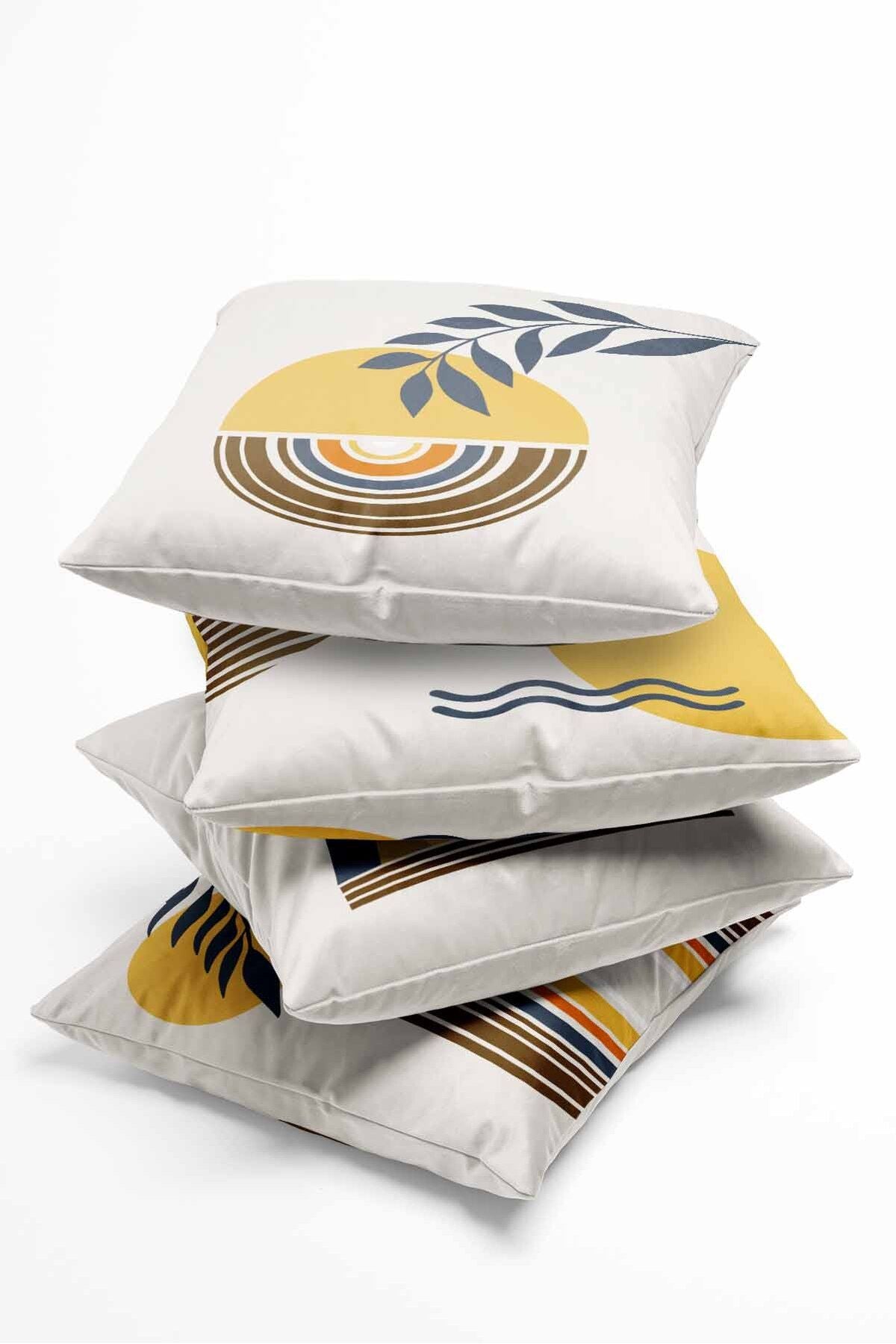 Pilloveland Double-Sided Printed Omega Patterned 4-Piece Suede Cushion Cover 3