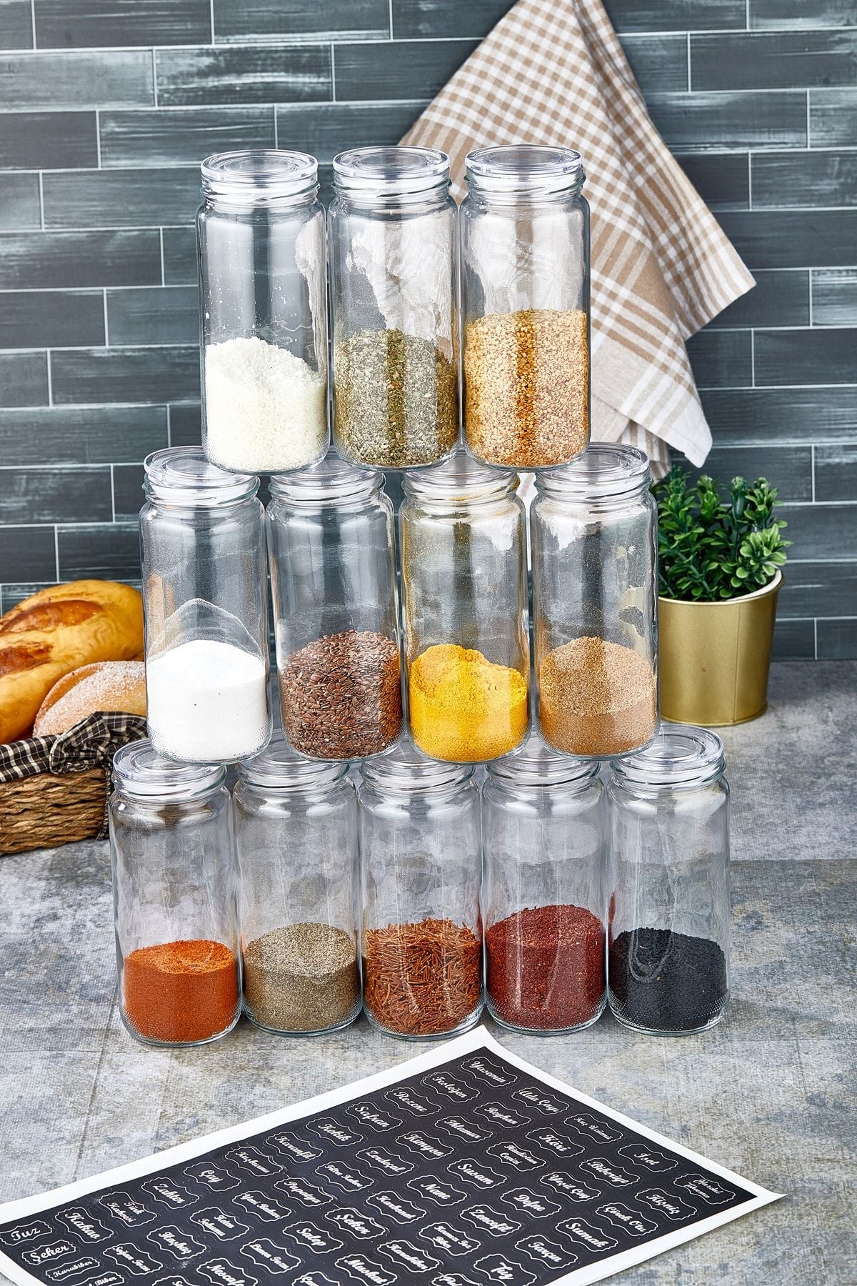 FBZhome 12-Piece Large Glass Jar Storage Container Spice Set Super Set 500 Ml (With Label Gift) 4