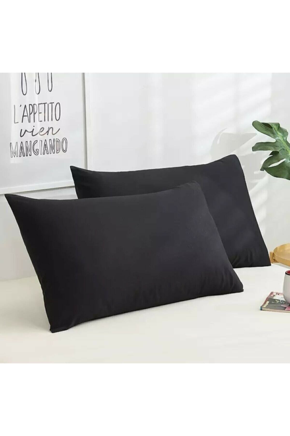 GÜNTEKS 2 Pieces Black Pillowcase 50x70 100% Cotton 1