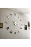 Gizem Shop 3D Wall Clock Large 3D Roman Numeral Wall Clock (Silver) 3