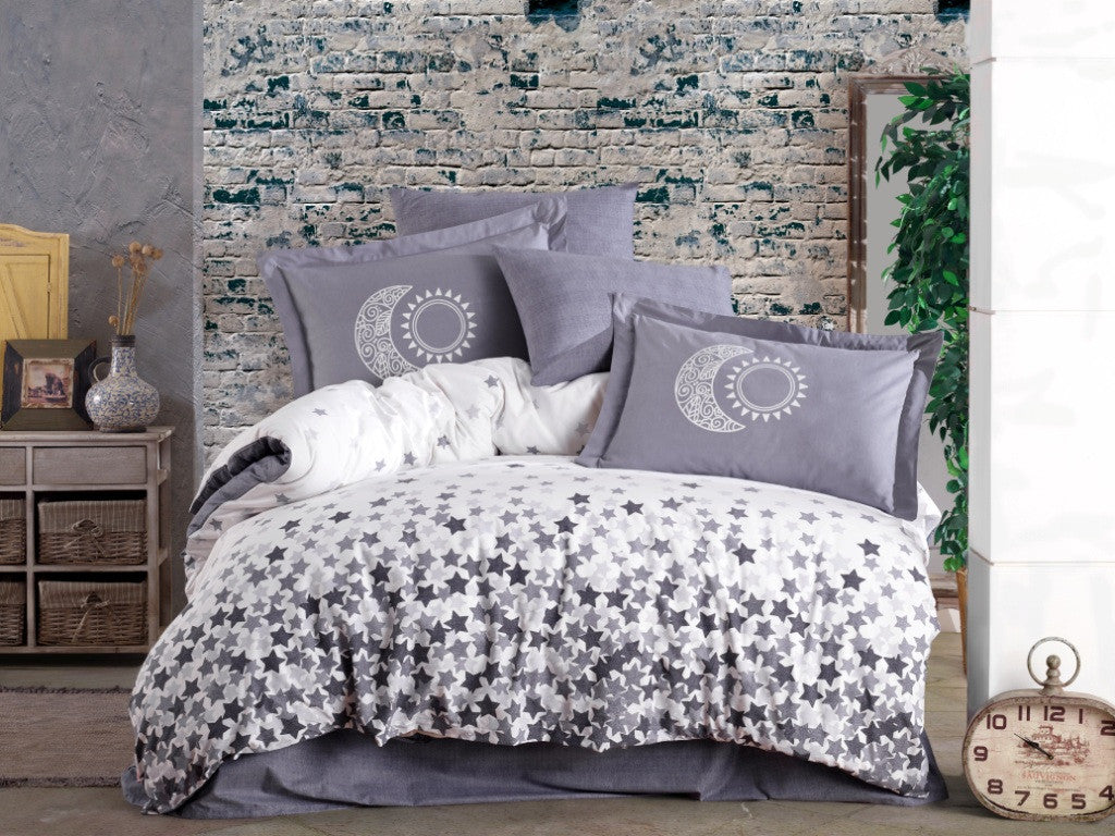 Poplin Double Quilt Cover Set Star's - Grey Grey
White 113HBY2854 1