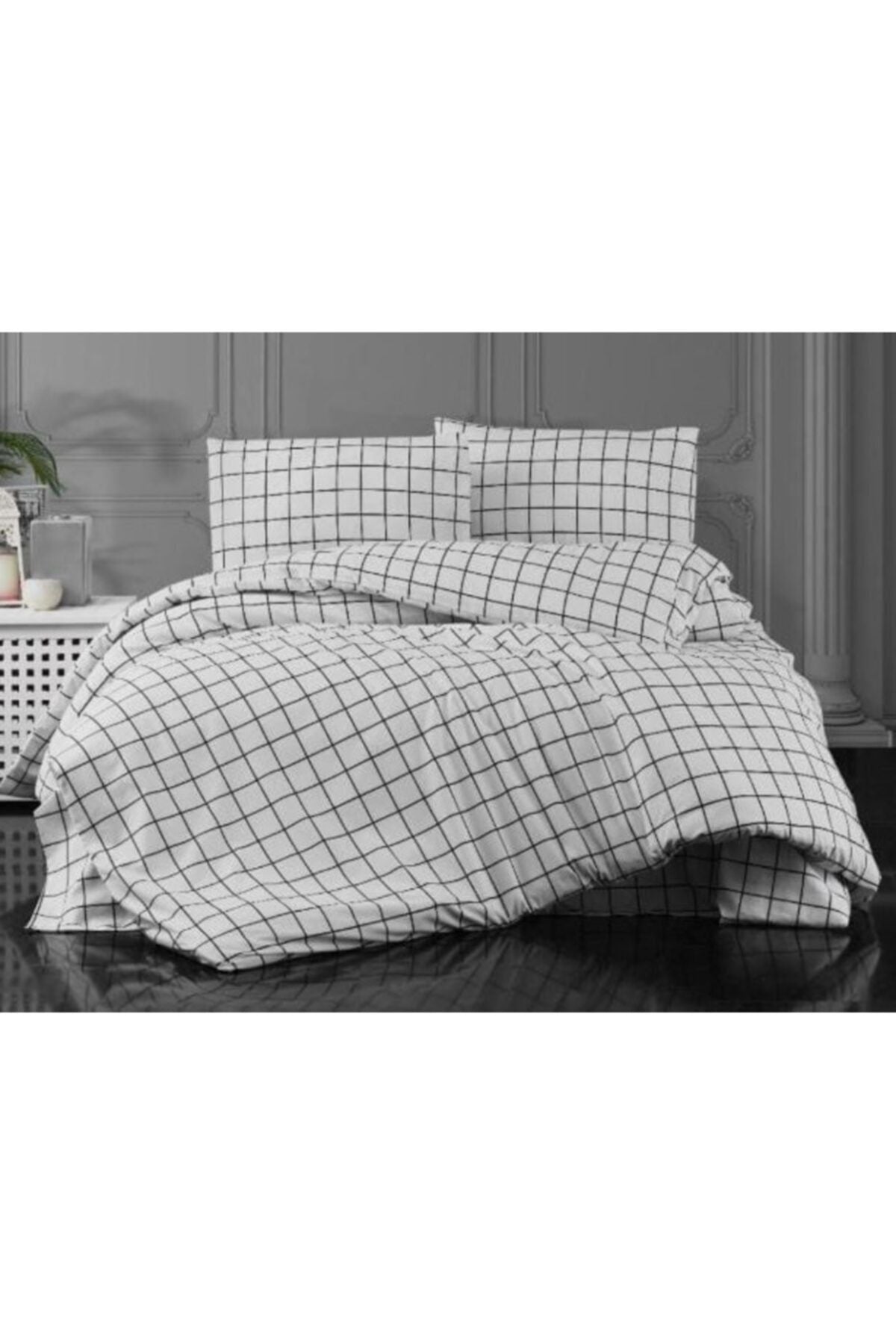 Üntaş Life Series Minikaro Black White Double Cotton Duvet Cover Set Ecminikaro05 2