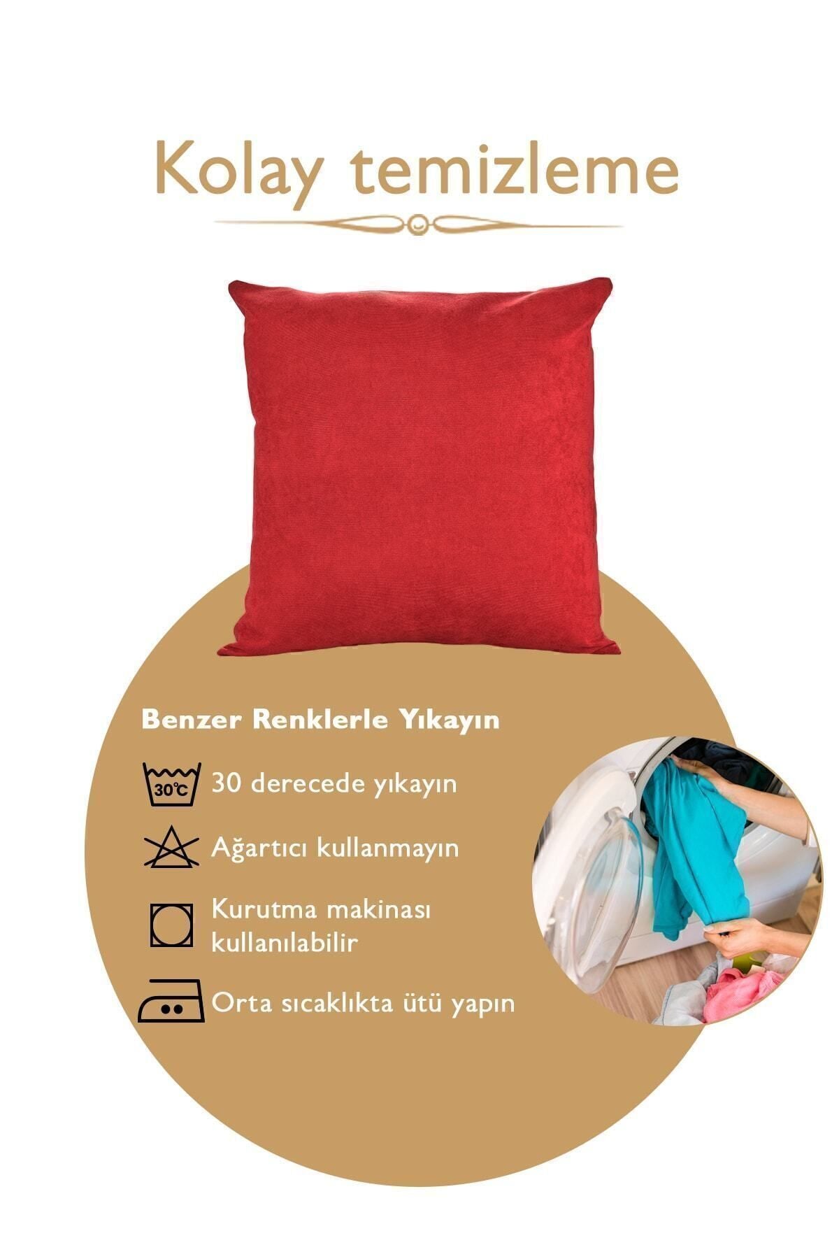 ÖzenEv Red Decorative Plain Pillow Cover Panorama-113 Punchable Punch 8