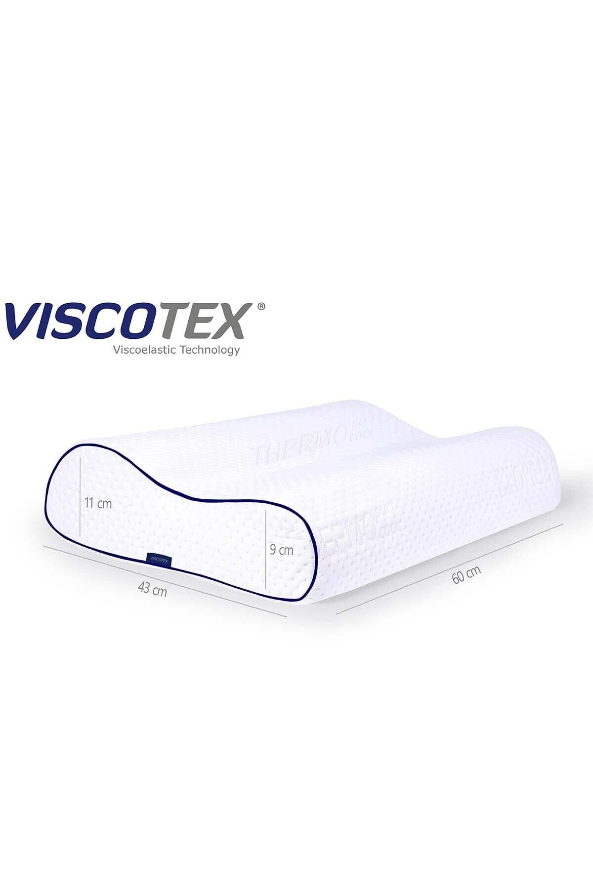 Viscotex Double Curved Orthopedic Pillow 60x40x11/9 cm White 2