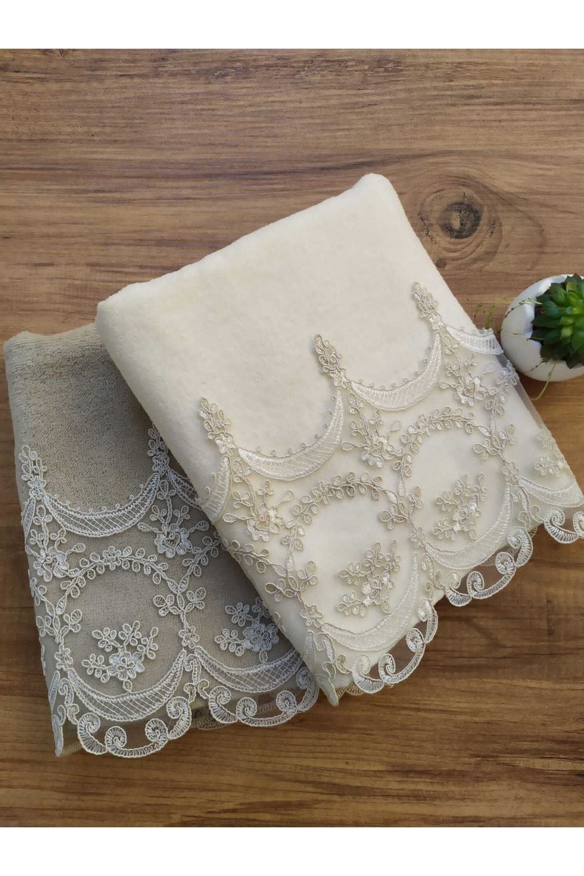 Çeyiz Bahçesi Çeyizlik Fabella Velvet Hand And Face Towel Set 2 Pieces 50/90cm 2