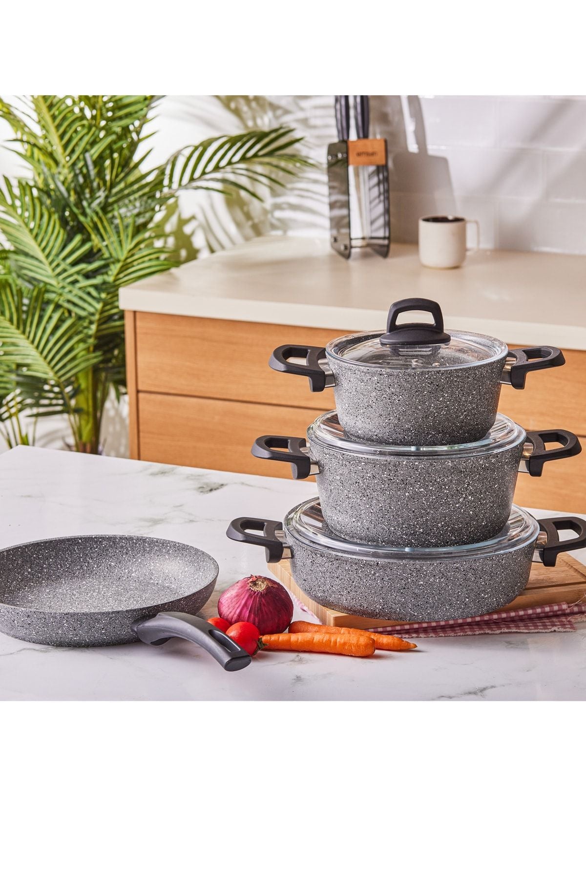 Emsan Premium-s Pro Grey 7 Piece Granite Cookware Set 2