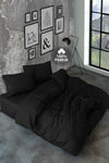 Casa Carina Ranforce Double Fitted Sheet Duvet Cover Set Simple Black 1