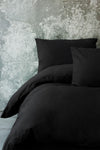 Casa Carina Ranforce Double Fitted Sheet Duvet Cover Set Simple Black 4