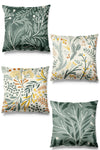 Pilloveland Double-Sided Printed Aqua Floral Patterned 4-Piece Suede Cushion Cover 1