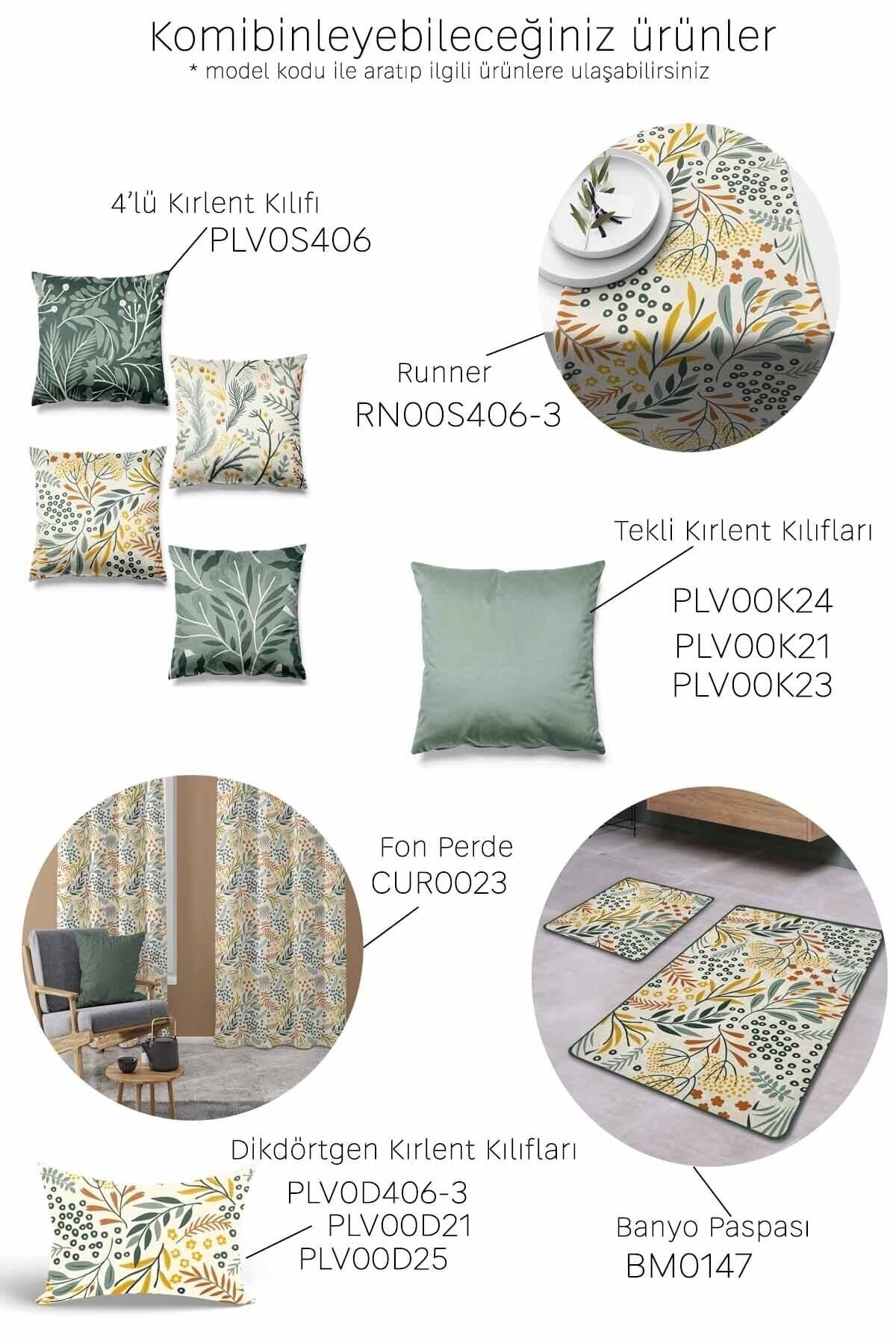 Pilloveland Double-Sided Printed Aqua Floral Patterned 4-Piece Suede Cushion Cover 2