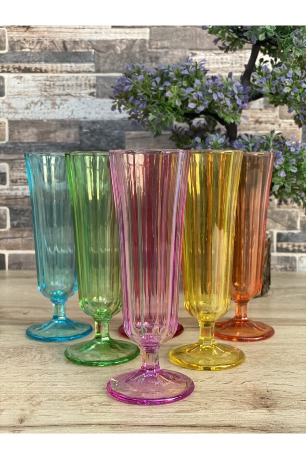 AROW Flute Colored Coffee Side Water Glass 1