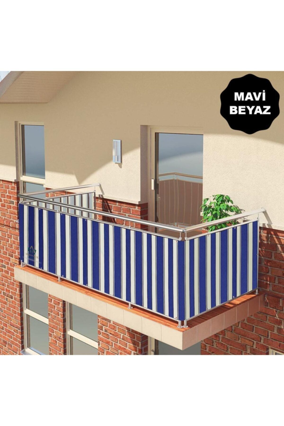 ALTINPAMUK Balcony Railing Curtain Guardrail Curtain Any Size Height X Width Metal Ring Blue White 1