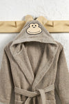 ELY PARKER Hooded Children's Bathrobe 100% Cotton Water Absorbent Monkey Boys Girls 2