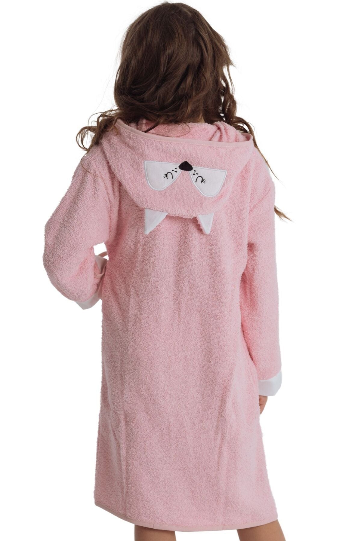 ELY PARKER Hooded Children's Bathrobe 100% Cotton Water Absorbent Baby Animal Pink 5