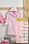 ELY PARKER Hooded Children's Bathrobe 100% Cotton Water Absorbent Baby Animal Pink 7