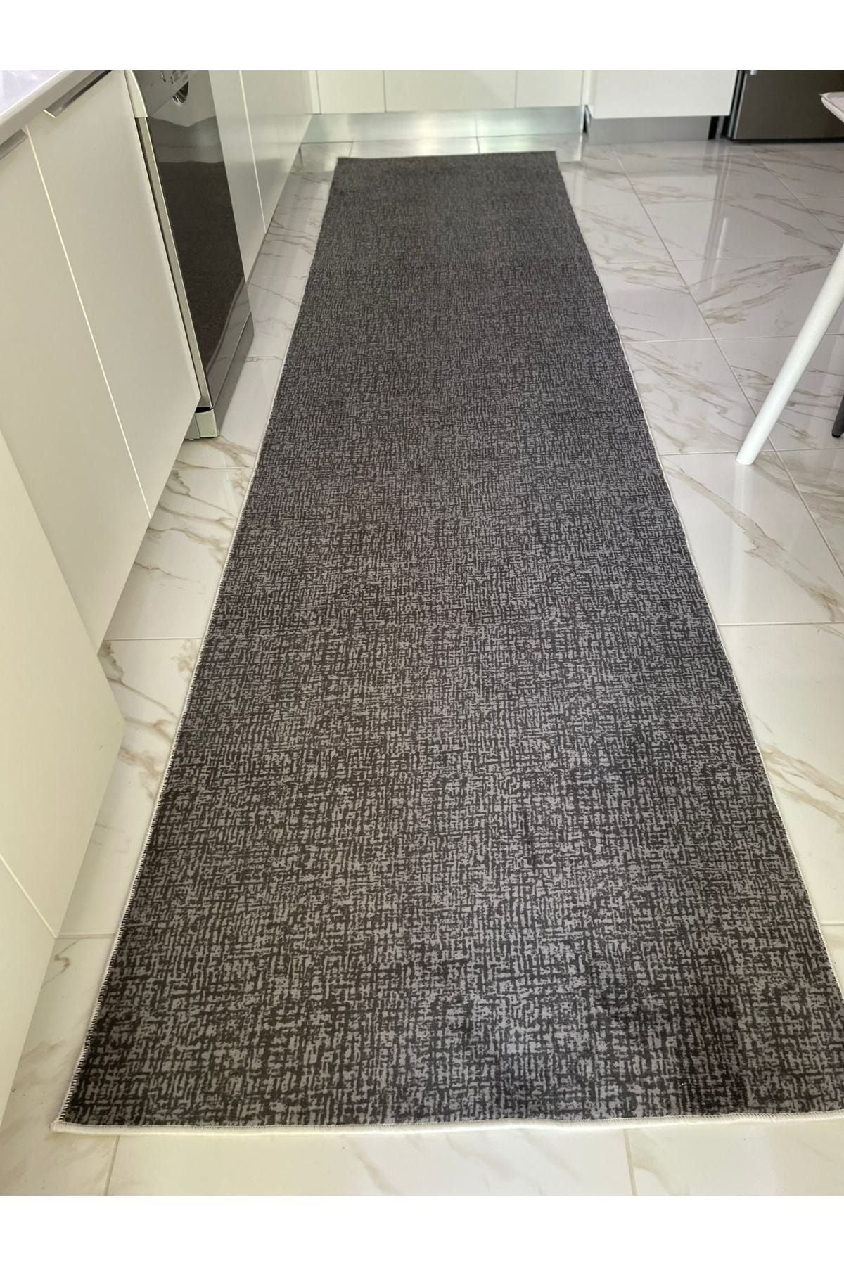 BAKIRÖZÜ HOME Non-Slip Base Carpet Cutting Runner Hallway Kitchen Bedroom Carpet Protocol Anthracite 2