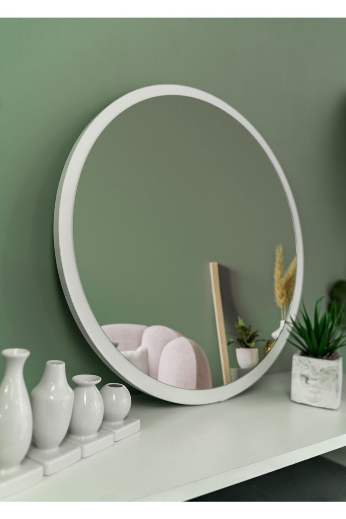 Nysamo 45 Cm White Decorative Round Entryway Hallway Wall Living Room Kitchen Bathroom Office Mirror 1