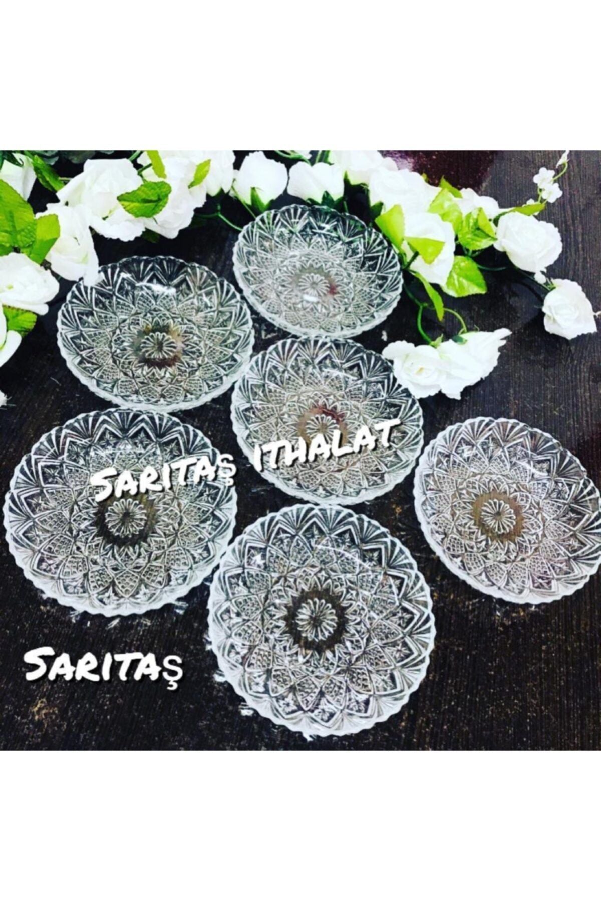 SARITAŞ Glass Plate Breakfast Dessert Snack Plate Crystal Model 12 Pack 1