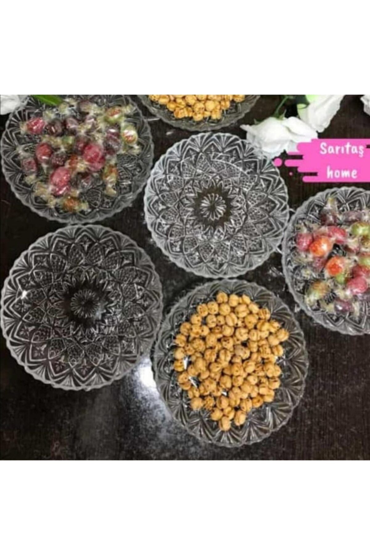 SARITAŞ Glass Plate Breakfast Dessert Snack Plate Crystal Model 12 Pack 2