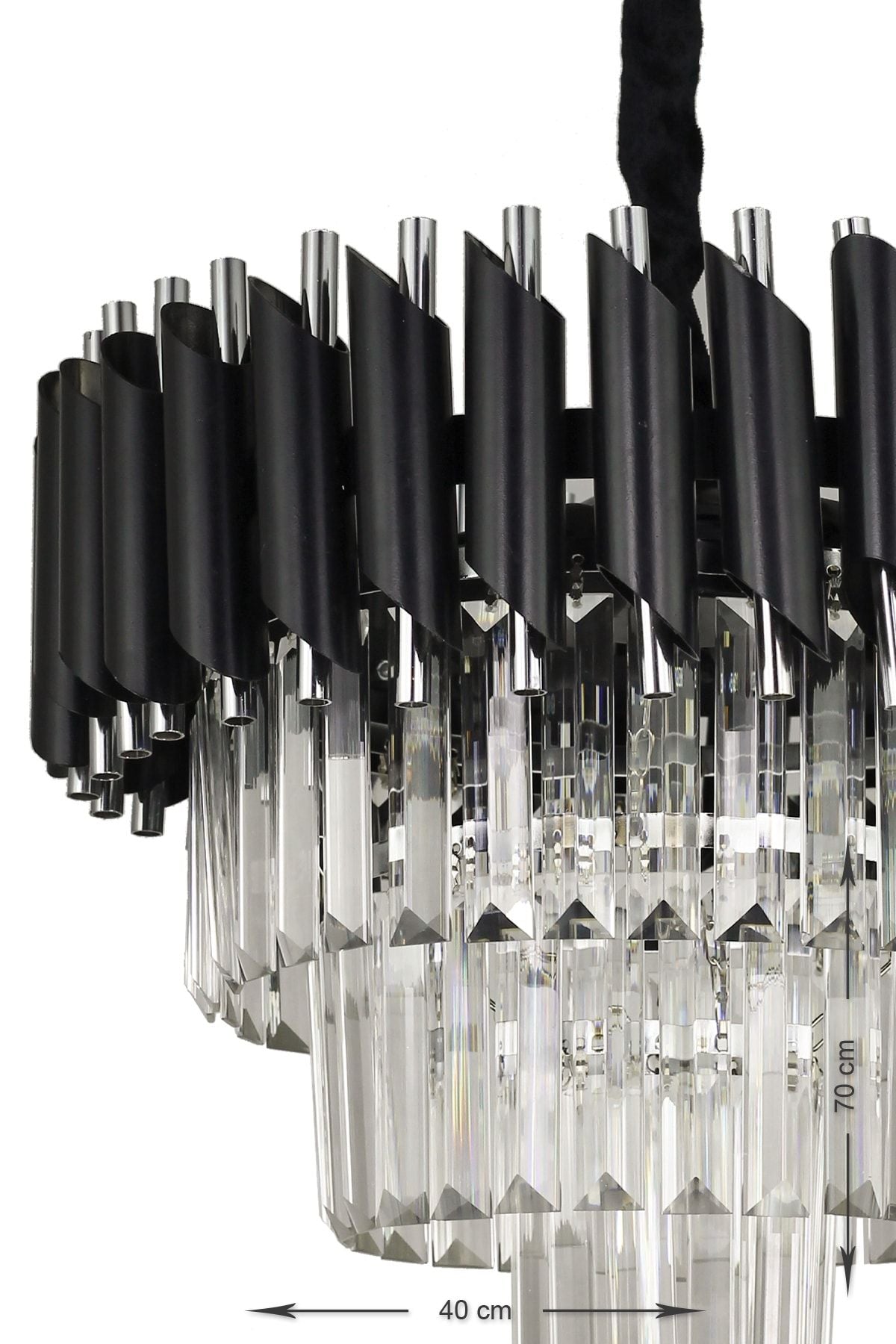 Avizemoda Palmira 40'lık Crystal Luxury Chandelier - (Black-Chrome) 3