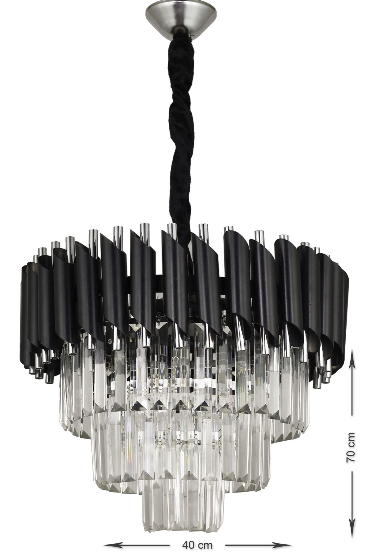 Avizemoda Palmira 40'lık Crystal Luxury Chandelier - (Black-Chrome) 4