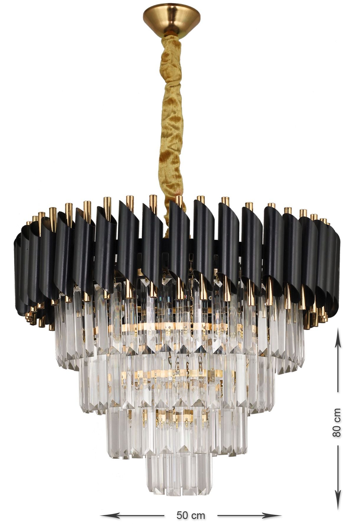 Avizemoda Palmira 50'lik Crystal Luxury Chandelier - (Black-Gold) 2