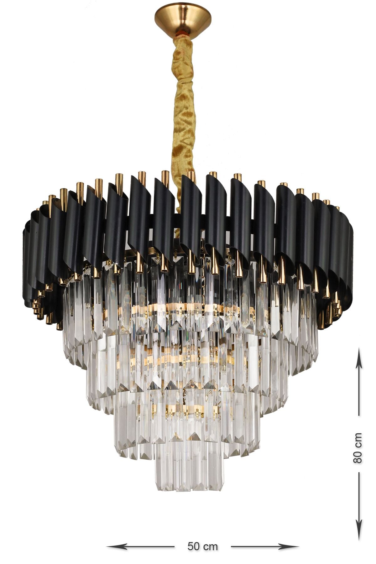 Avizemoda Palmira 50'lik Crystal Luxury Chandelier - (Black-Gold) 4