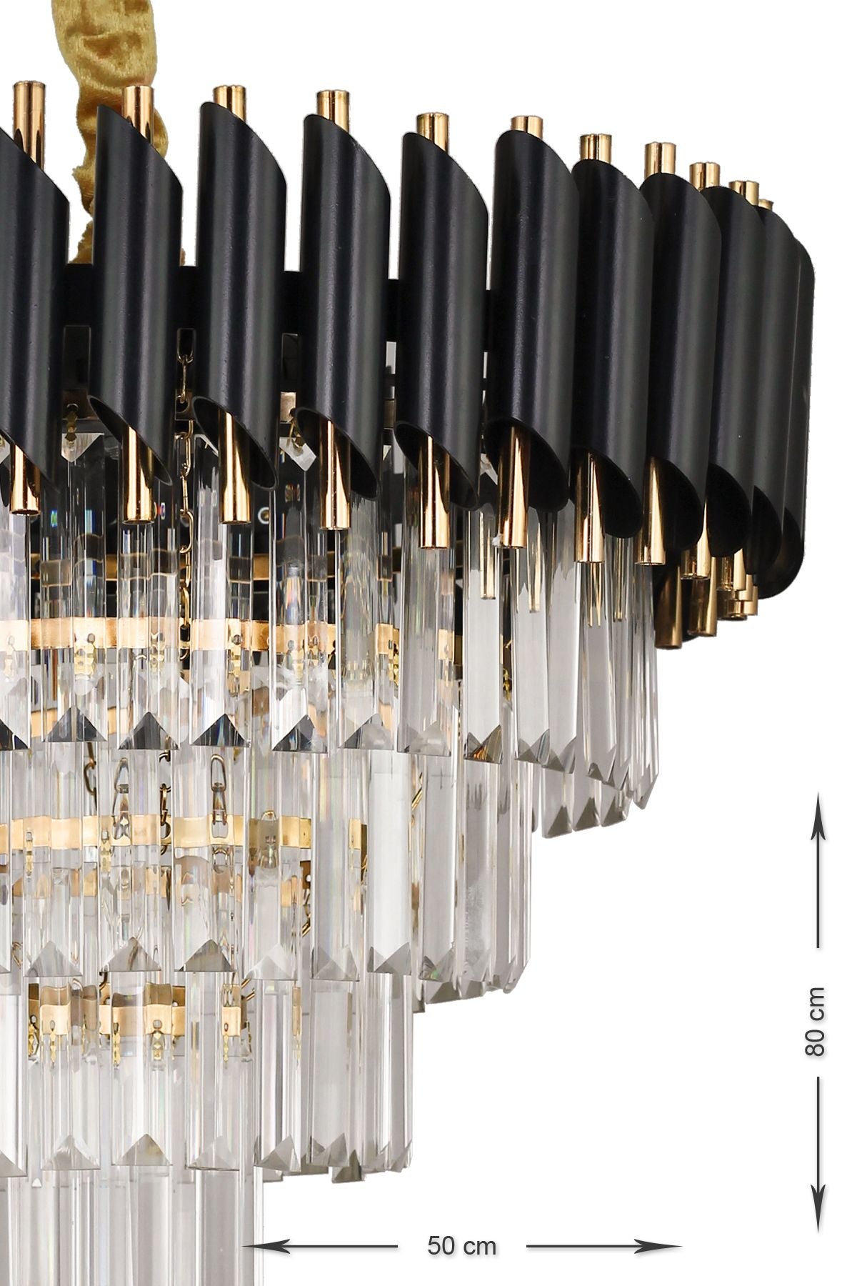 Avizemoda Palmira 50'lik Crystal Luxury Chandelier - (Black-Gold) 5