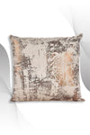 ÖZENEV Beige Copper Cushion Cover Decorative Patterned Velvet Soft Living Room Sofa 2