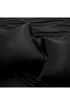 Tinybabyconcept 100% Silk Satin 4-Piece Double Duvet Cover Set 200x220 Cm Fitted Sheet Black Color 4