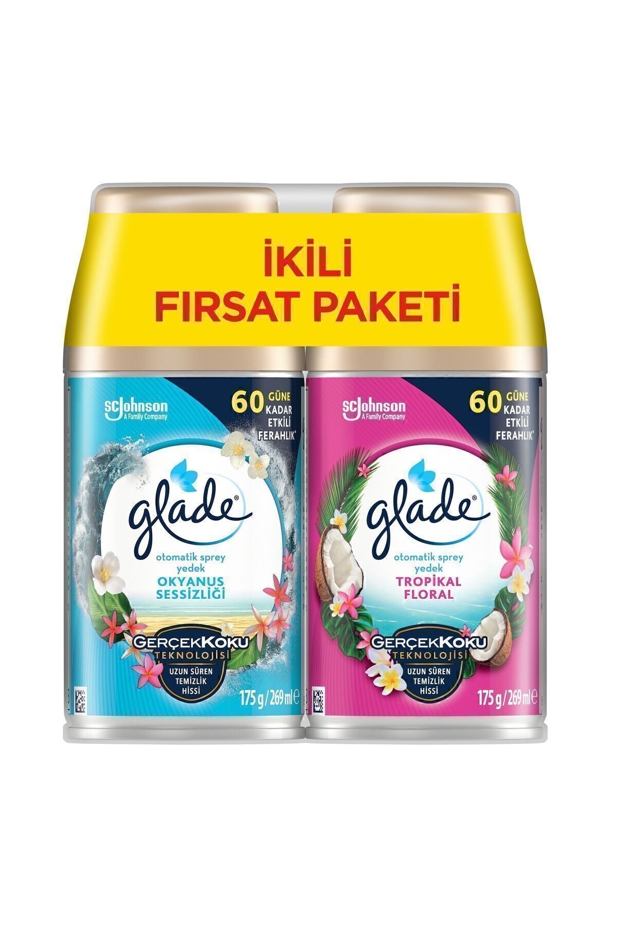 Glade Room Fragrance, Automatic Spray Refill, 2 Pack, Ocean Serenity And Tropical Floral, 269ml (2 Refills) 1