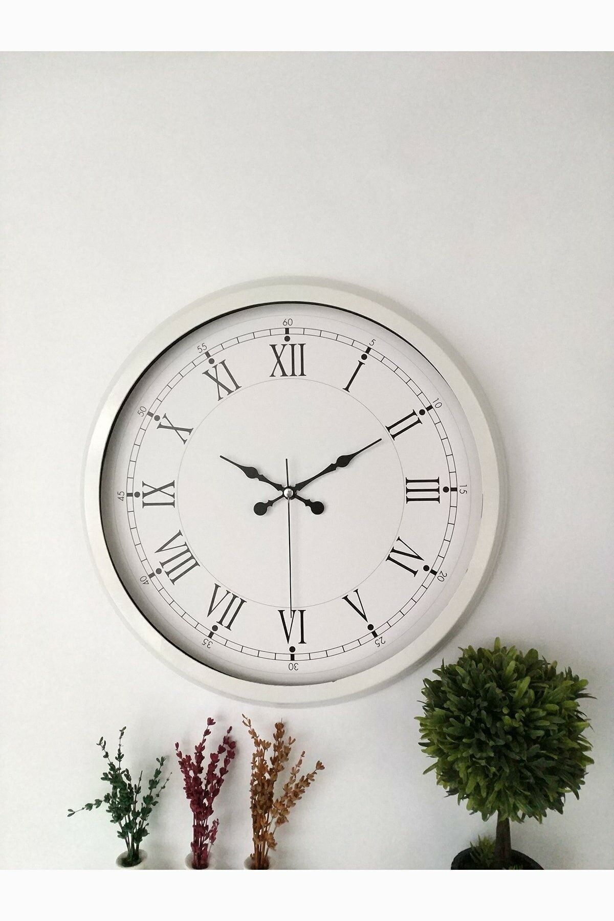 Genel Markalar Gift Metal White Retro Wall Clock 40 Cm 2